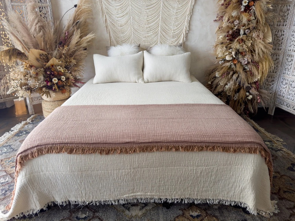 Soft Organic Cotton Gauze Blanket, Muslin King Queen Bedspread, Muslin Throw Blanket, Organic Cotton Quilt