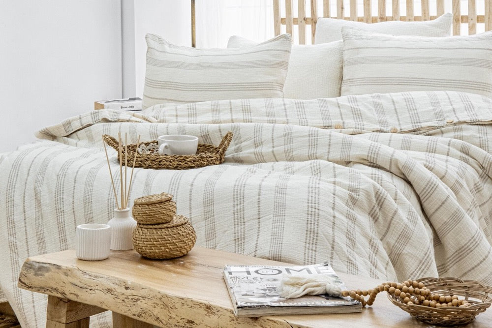 Breathable Muslin Duvet Cover, Luxury Gauze Bed Linen Set, Organic Muslin Comforter Cover