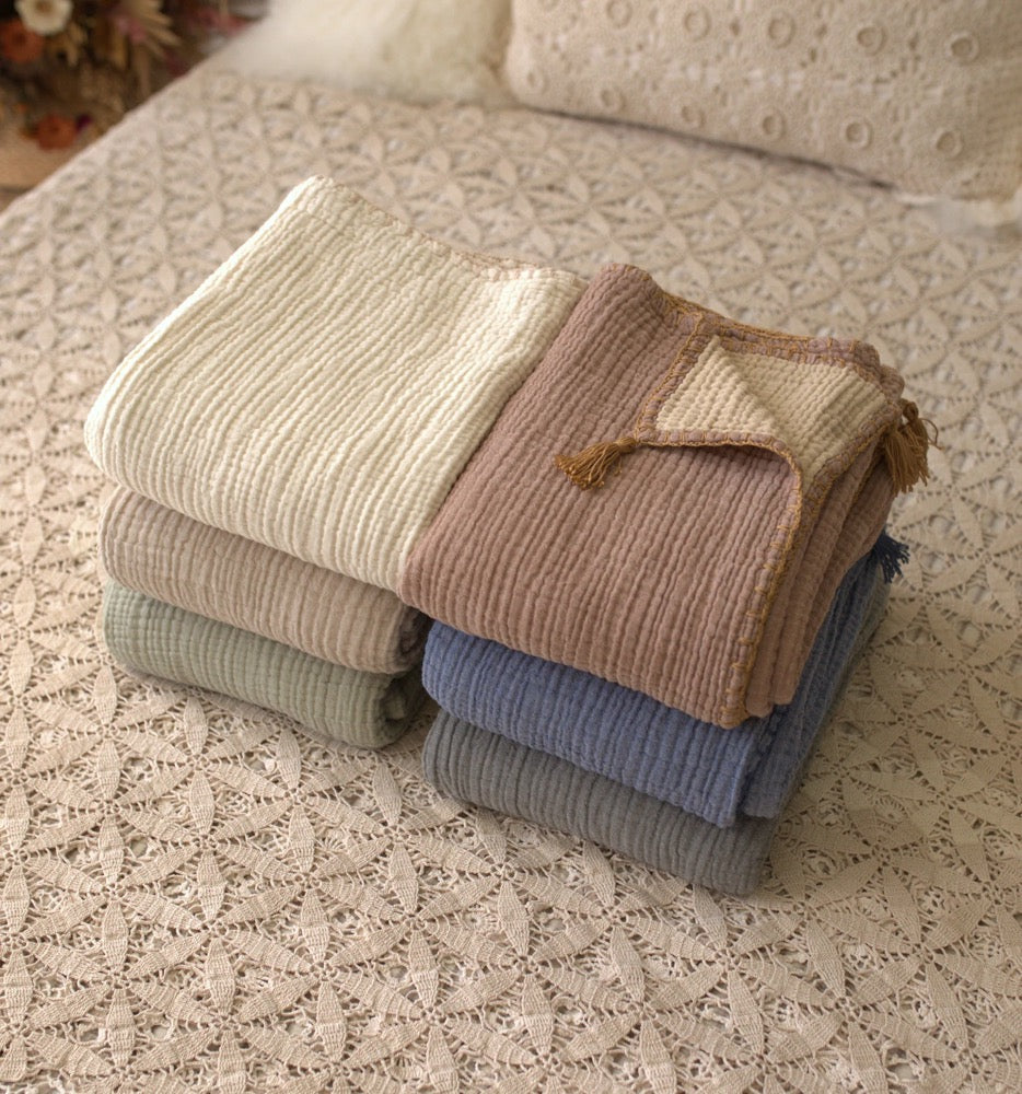 Soft Organic Cotton Gauze Blanket, Muslin King Queen Bedspread, Muslin Throw Blanket, Organic Cotton Quilt