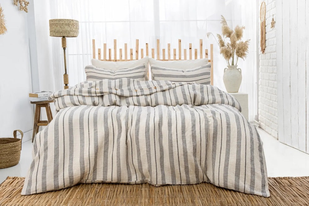 Organic Muslin Duvet Cover, Breathable Gauze Comforter Cover, King Size Bedding Set