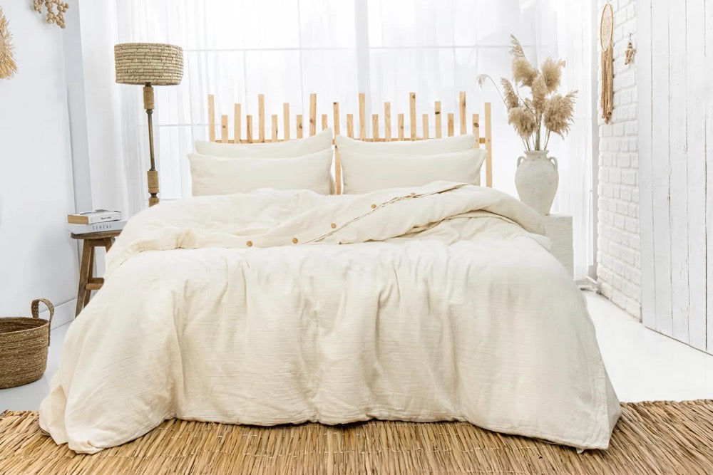 Organic Muslin Duvet Cover, Breathable Gauze Comforter Cover, King Size Bedding Set